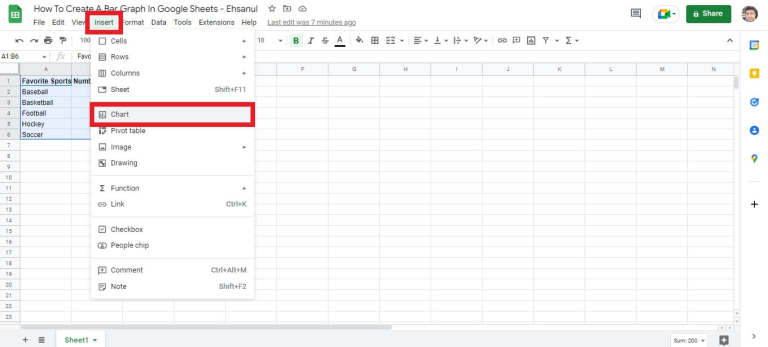 How To Create A Bar Graph In Google Sheets