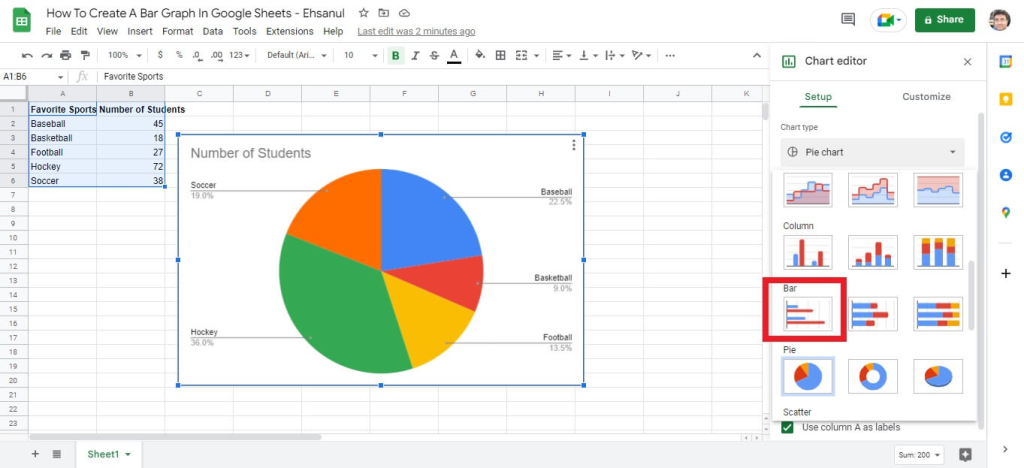 How To Create A Bar Graph In Google Sheets